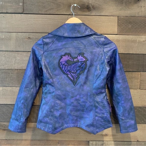 Disney Descendants 3 Girl's Mal Faux Leather Moto Jacket Halloween Costume - Picture 8 of 11